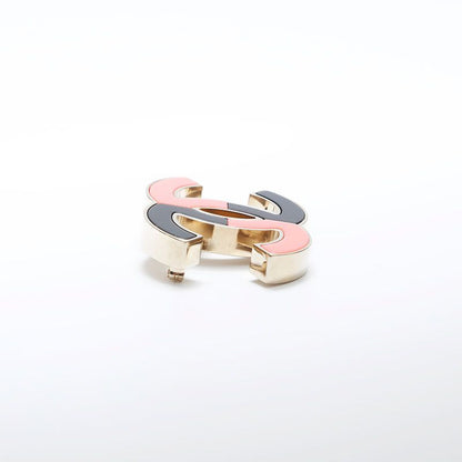 Chanel Brooch CC Logo Bicolor Black & Pink