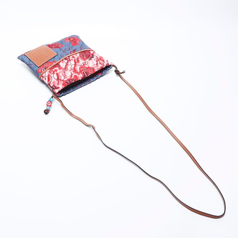 Loewe Shoulder Bag Paula's Ibiza Canvas Leather Anagram Blue Pink