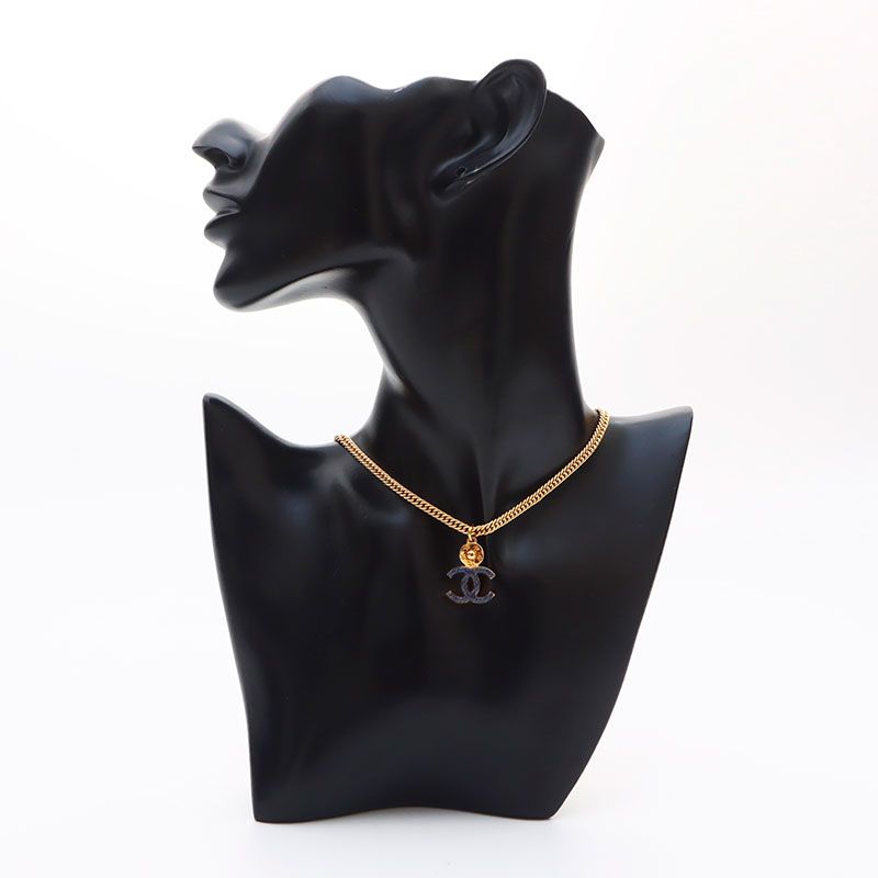 Chanel Necklace CC Logo Star Gold Blue