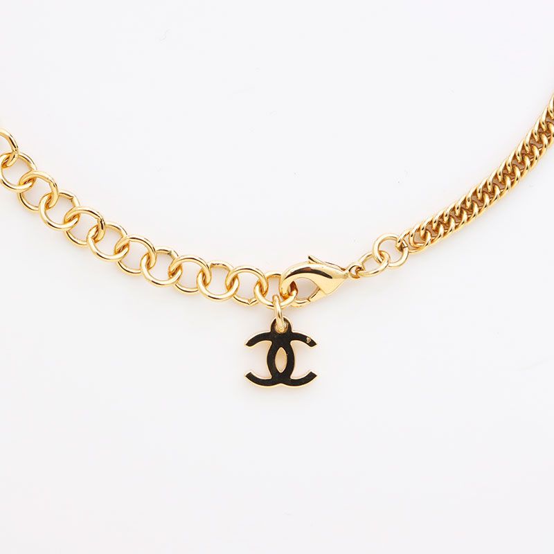 Chanel Necklace CC Logo Star Gold Blue