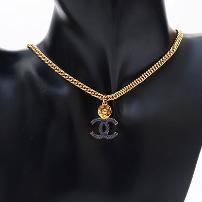 Chanel Necklace CC Logo Star Gold Blue