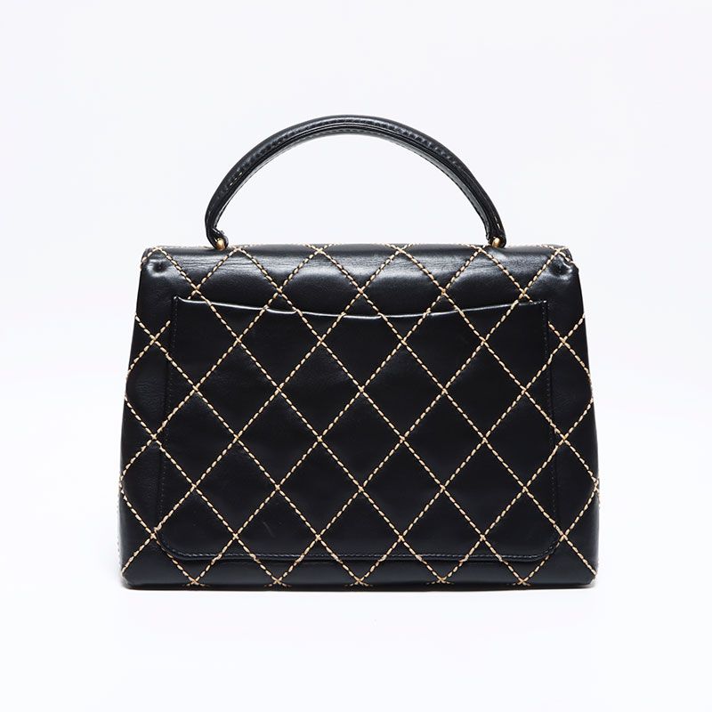 Chanel Handbag Lambskin Wild Stitch Top Handle Kelly