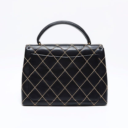 Chanel Handbag Lambskin Wild Stitch Top Handle Kelly
