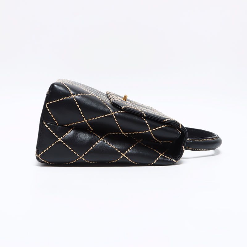 Chanel Handbag Lambskin Wild Stitch Top Handle Kelly