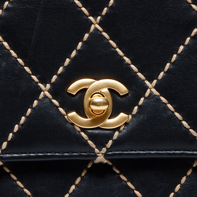 Chanel Handbag Lambskin Wild Stitch Top Handle Kelly