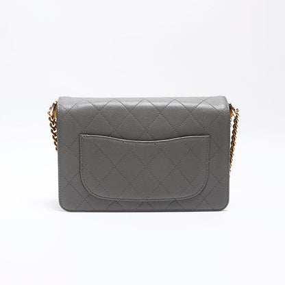 Chanel Shoulder Bag Caviar Leather Chain CC Logo