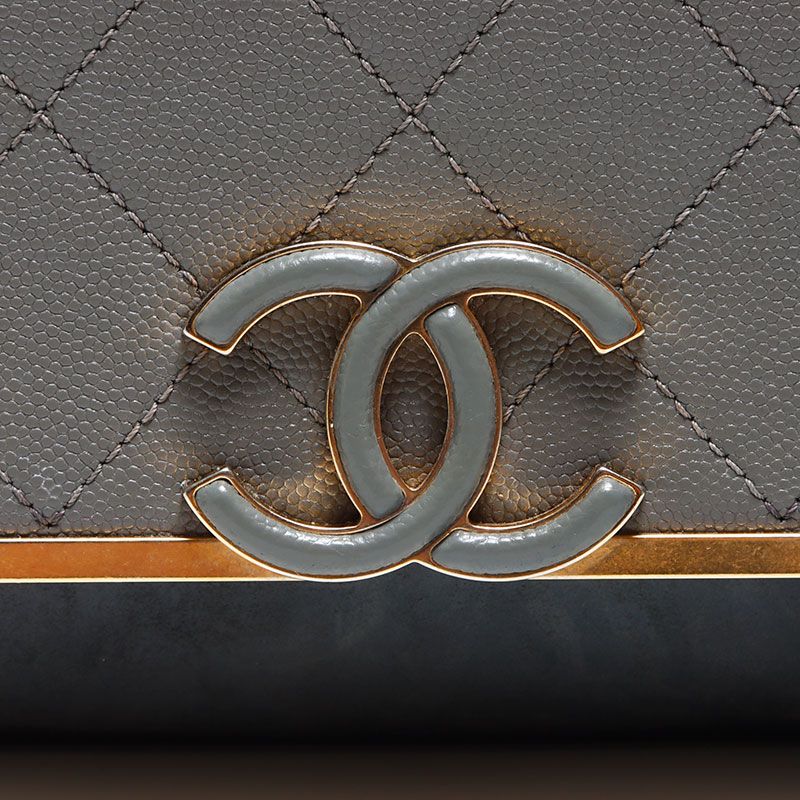 Chanel Shoulder Bag Caviar Leather Chain CC Logo