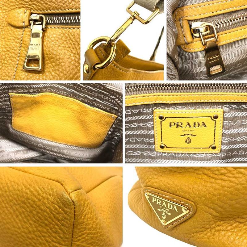 Prada Leather Shoulder-bag Yellow Aq12413
