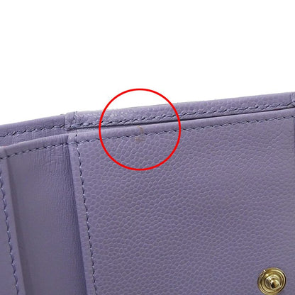 Chanel Wallet Matelasse Women's Brand Trifold Wallet Caviar Skin Purple Gold