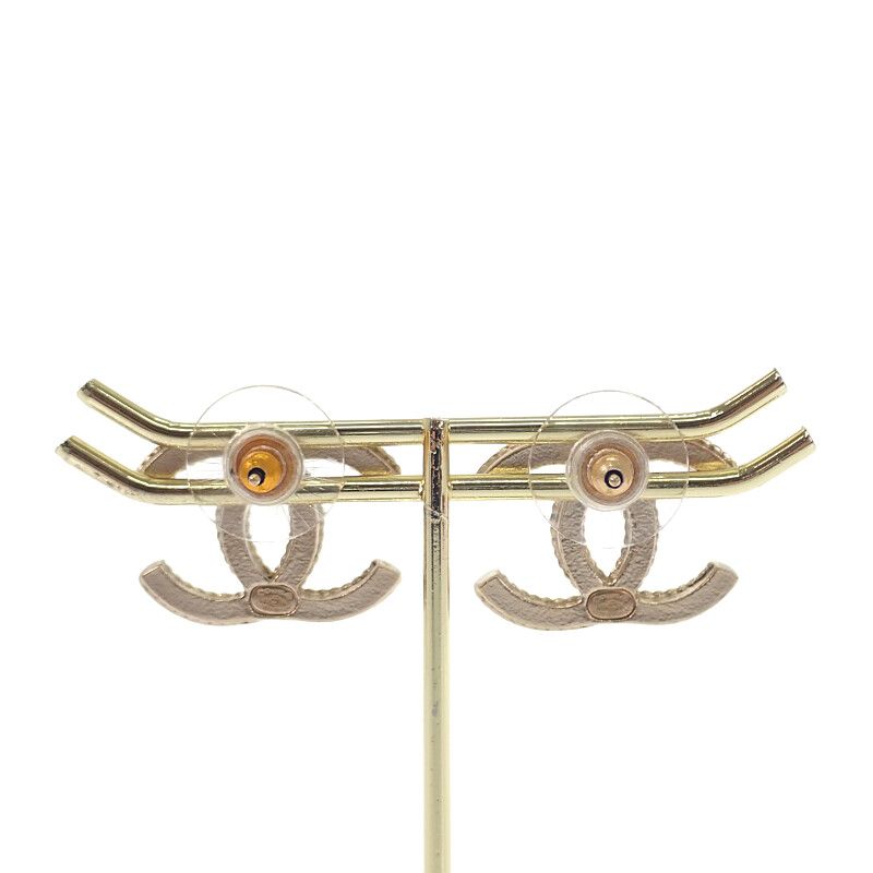 CHANEL Coco Mark Earrings Metal Strass Gold Women's