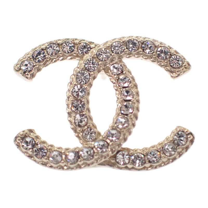 CHANEL Coco Mark Earrings Metal Strass Gold Women's