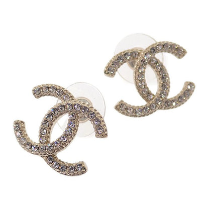 CHANEL Coco Mark Earrings Metal Strass Gold Women's