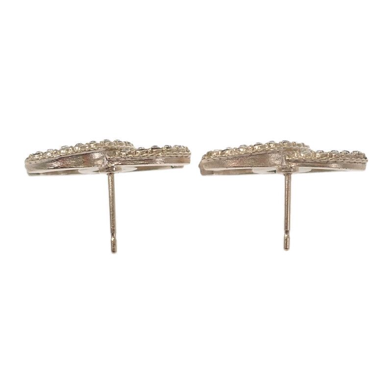 CHANEL Coco Mark Earrings Metal Strass Gold Women's