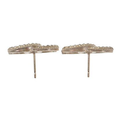CHANEL Coco Mark Earrings Metal Strass Gold Women's