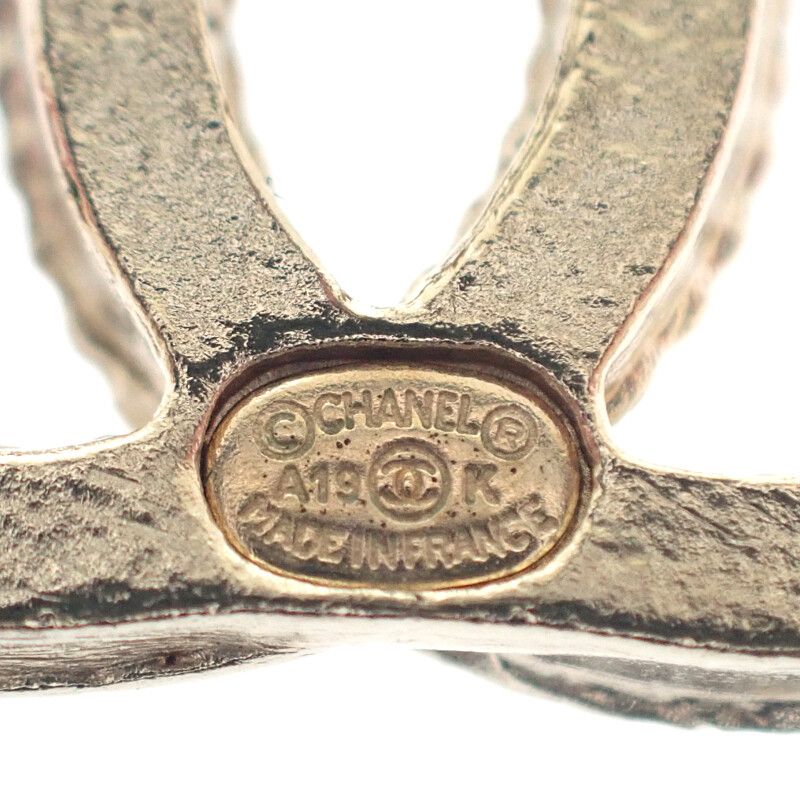 CHANEL Coco Mark Earrings Metal Strass Gold Women's