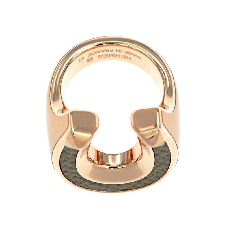 Hermes Joquette Ring GM Size 53 Etoupe Rose Gold Ladies Accessories Ring