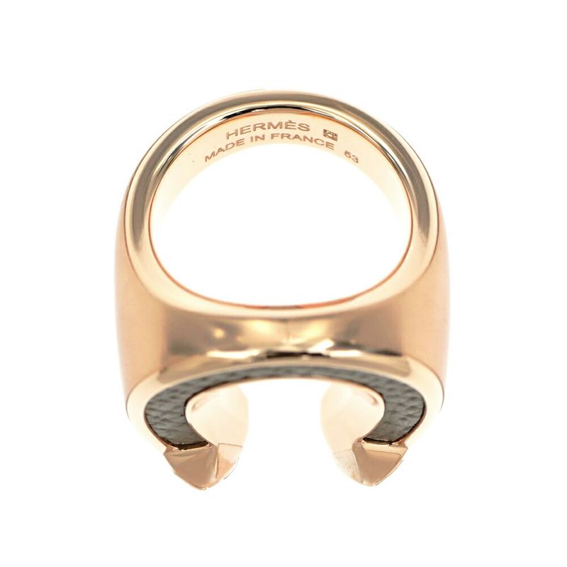 Hermes Joquette Ring GM Size 53 Etoupe Rose Gold Ladies Accessories Ring