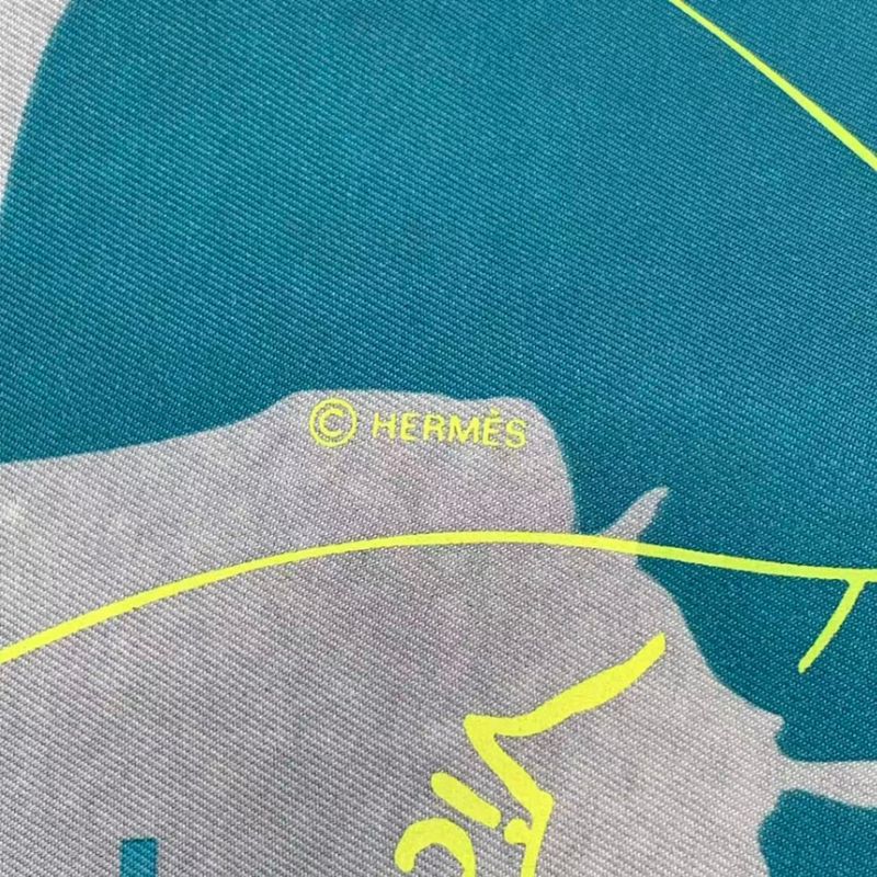 Hermes Carre 90 Scarf Map Pattern Silk Blue Box