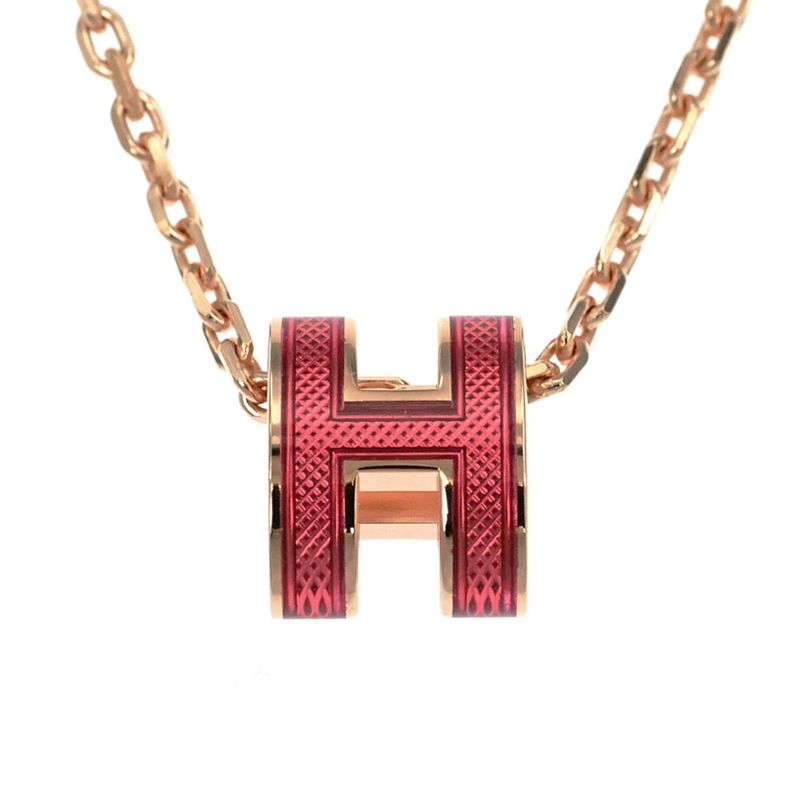 Hermes Necklace Pop Ash Mini Splash Pendant H Rose Azalea Rose Gold