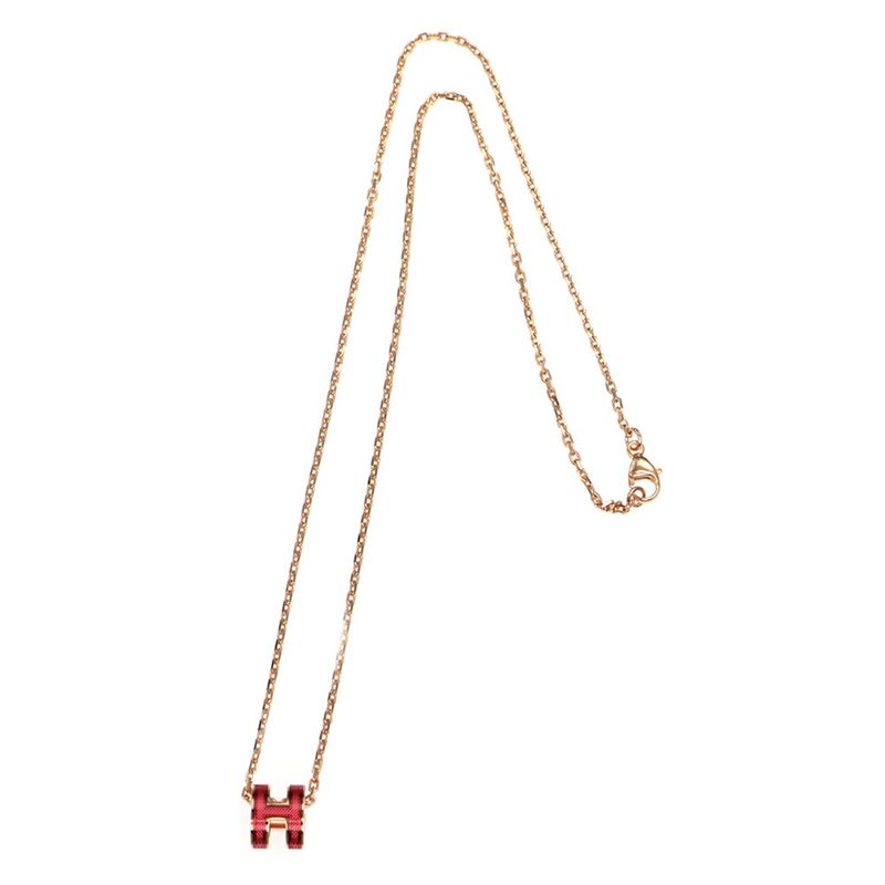 Hermes Necklace Pop Ash Mini Splash Pendant H Rose Azalea Rose Gold