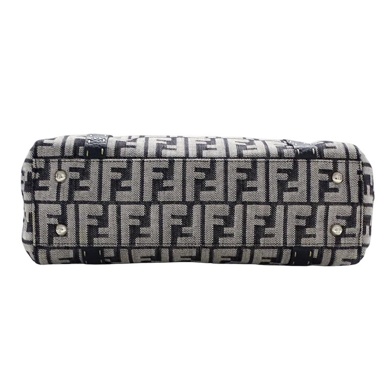 Fendi Bag Ladies Brand Tote Bag Handbag Zucca Selleria Mini Linda Canvas Gray