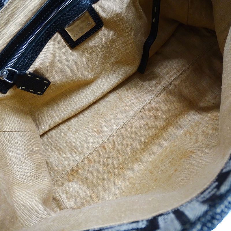 Fendi Bag Ladies Brand Tote Bag Handbag Zucca Selleria Mini Linda Canvas Gray