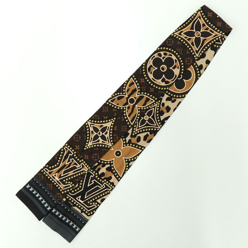 Louis Vuitton Bandeau World M70853 Scarf Brown Silk Accessory Women's