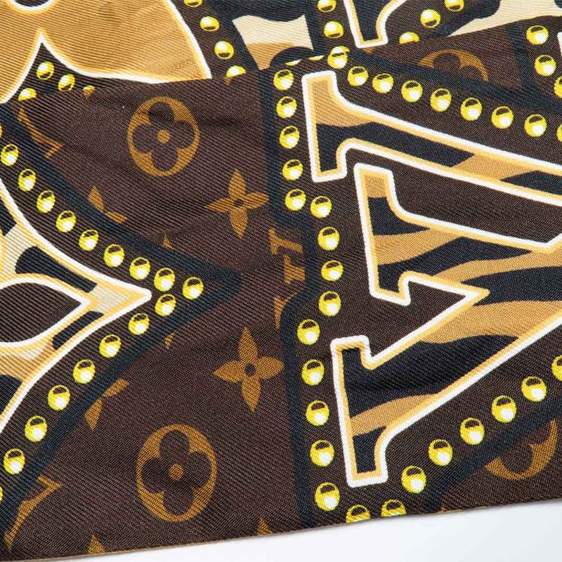 Louis Vuitton Bandeau World M70853 Scarf Brown Silk Accessory Women's