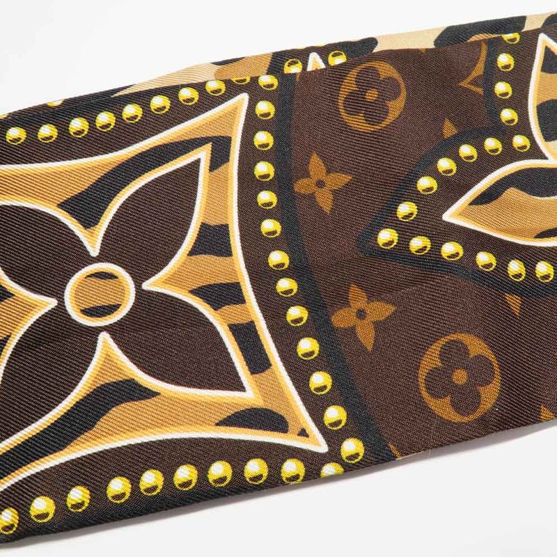 Louis Vuitton Bandeau World M70853 Scarf Brown Silk Accessory Women's