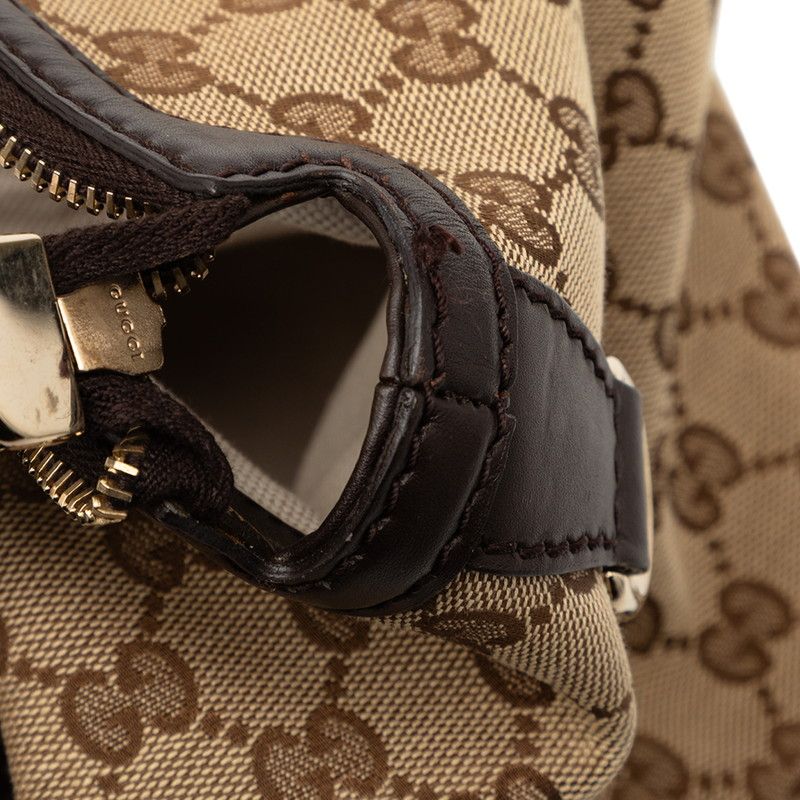 GUCCI GG Canvas Ski Shoulder Bag Tote Bag 285730 Beige Brown Canvas Leather