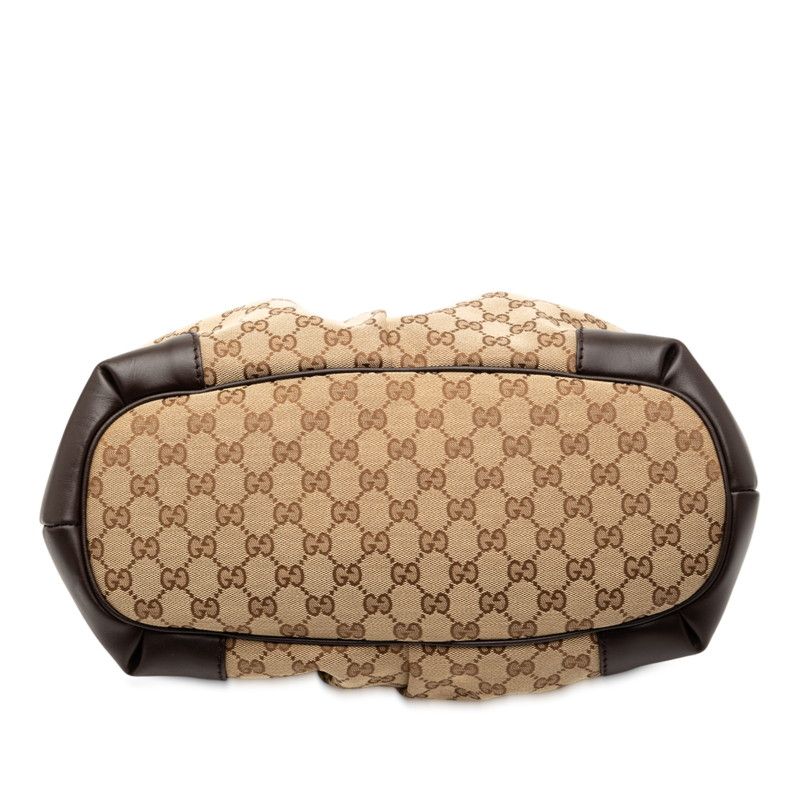 GUCCI GG Canvas Ski Shoulder Bag Tote Bag 285730 Beige Brown Canvas Leather