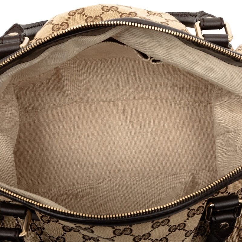 GUCCI GG Canvas Ski Shoulder Bag Tote Bag 285730 Beige Brown Canvas Leather
