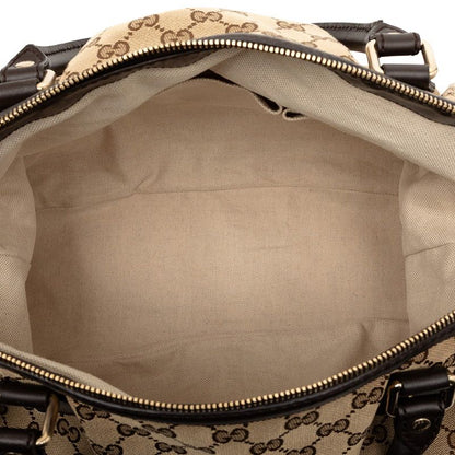 GUCCI GG Canvas Ski Shoulder Bag Tote Bag 285730 Beige Brown Canvas Leather
