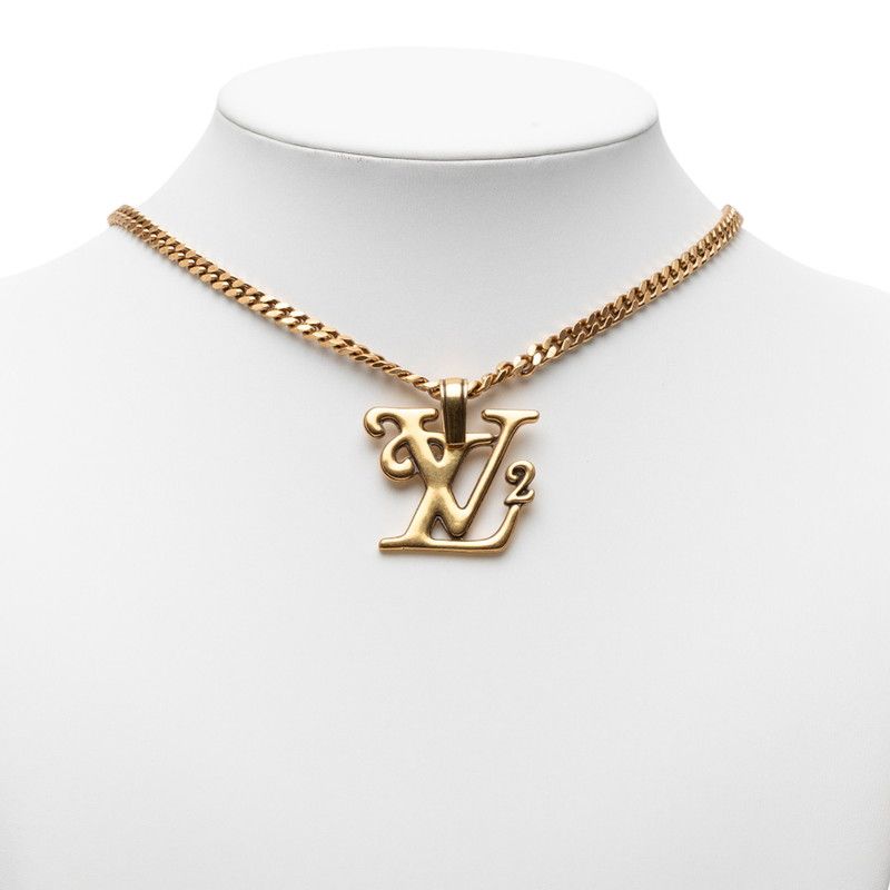 Louis Vuitton X NIGO Collier Squared LV Chain Pendant Necklace Gold Plated