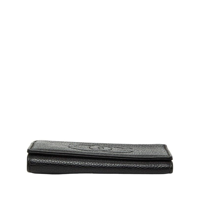 CHANEL Coco Mark Key Case 6 Rows Black Caviar Skin Ladies CHANEL
