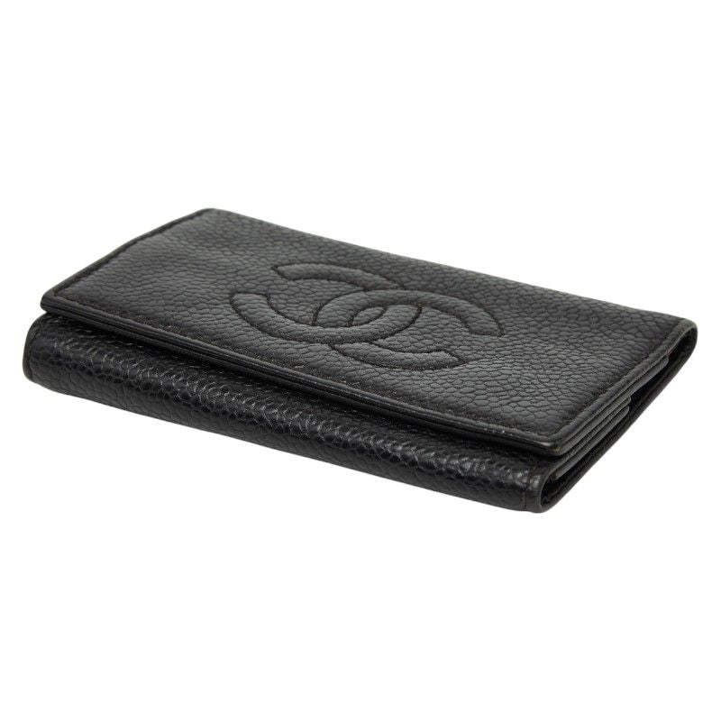 CHANEL Coco Mark Key Case 6 Rows Black Caviar Skin Ladies CHANEL