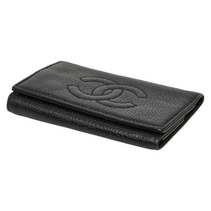 CHANEL Coco Mark Key Case 6 Rows Black Caviar Skin Ladies CHANEL