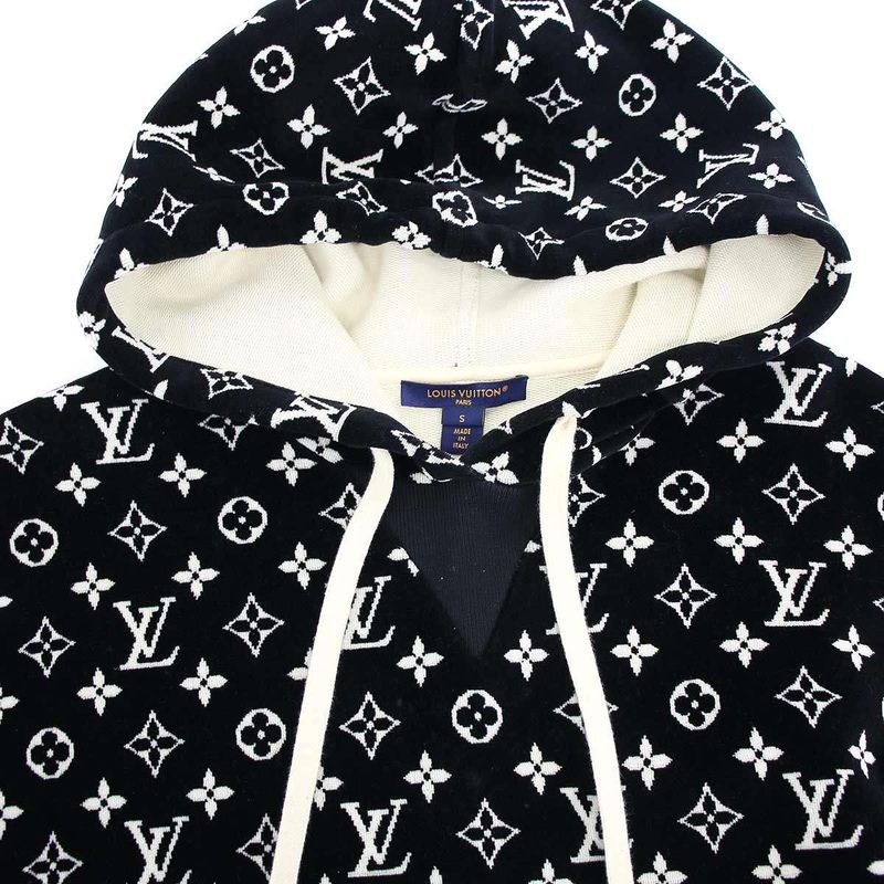 Louis Vuitton 23SS Monogram Taua Ring Velvet Hoodie Parka- RC3 Fost11 Black S