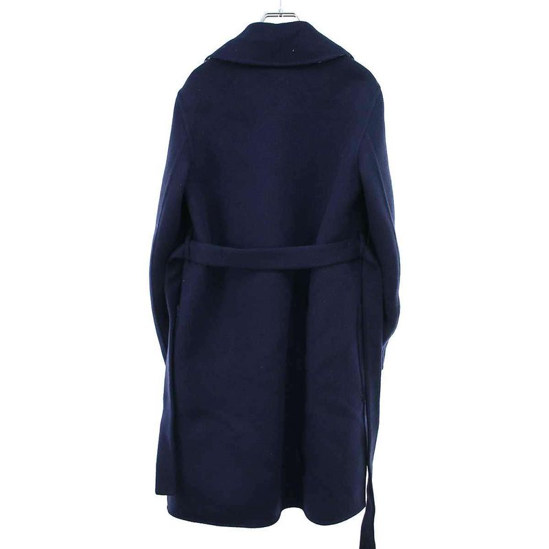 Christian DIOR Double Face Virgin Wool Belted Coat 110m36a1375 Navy - 40