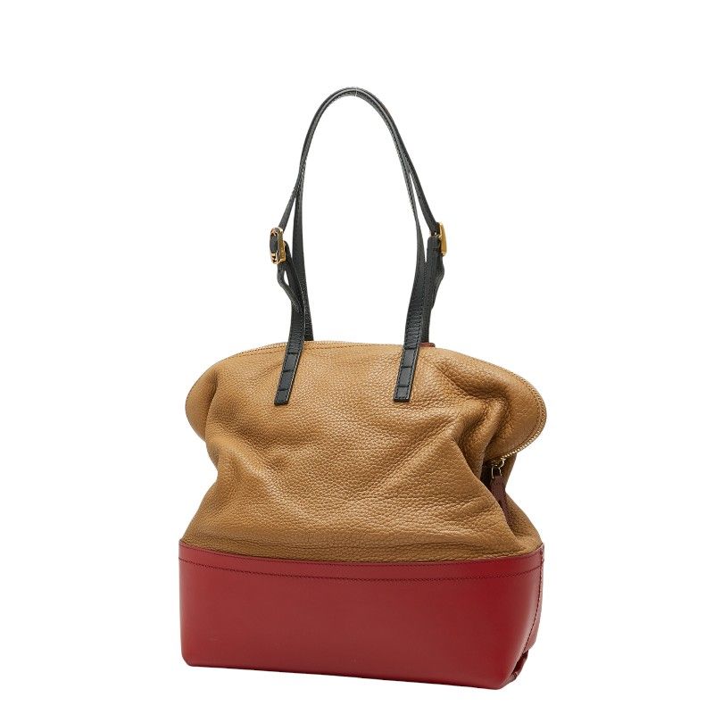 FENDI Selleria 8bn232 Red Brown Leather Ladies FENDI