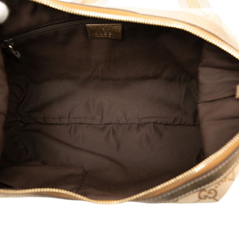 GUCCI GG Canvas Crossbody Shoulder Bag 181092 Beige Gold Canvas Leather Women's