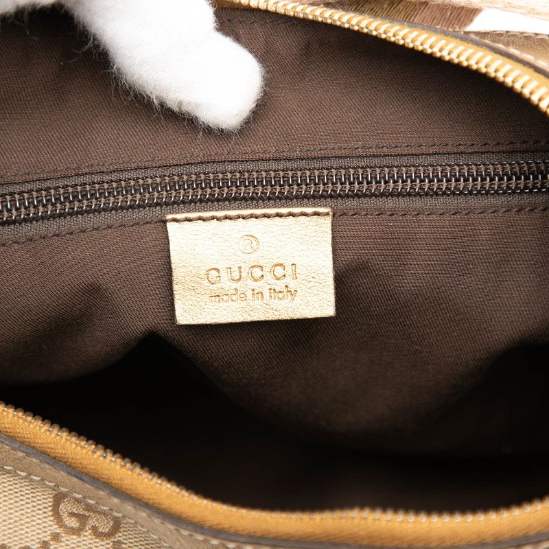 GUCCI GG Canvas Crossbody Shoulder Bag 181092 Beige Gold Canvas Leather Women's