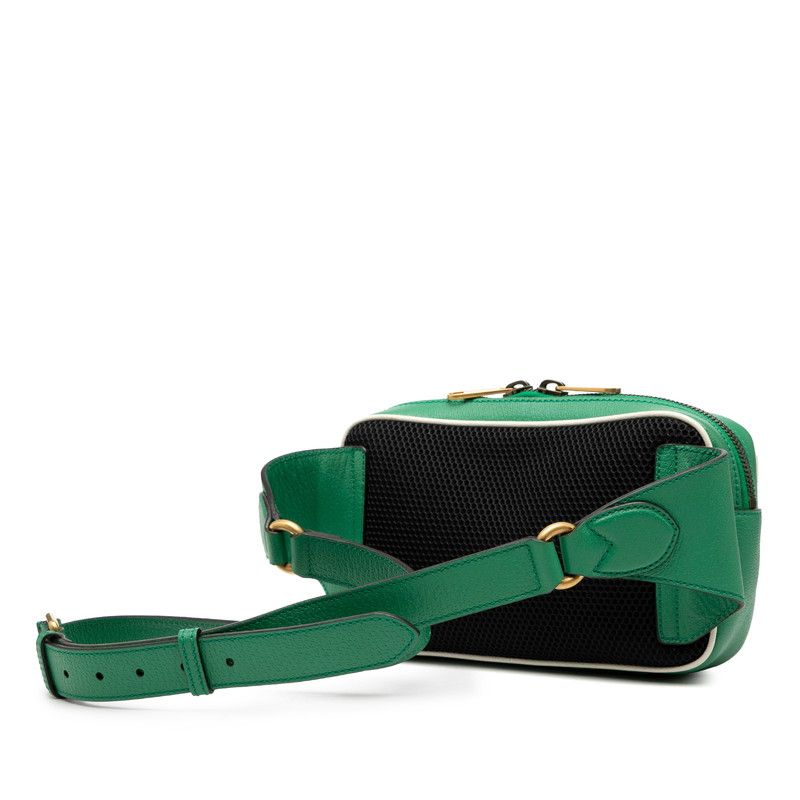 GUCCI X Adidas Body Bag Bum Bag 722141 Green White Leather Women's GUCCI