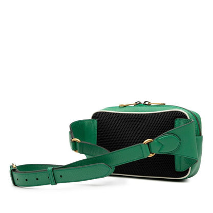 GUCCI X Adidas Body Bag Bum Bag 722141 Green White Leather Women's GUCCI