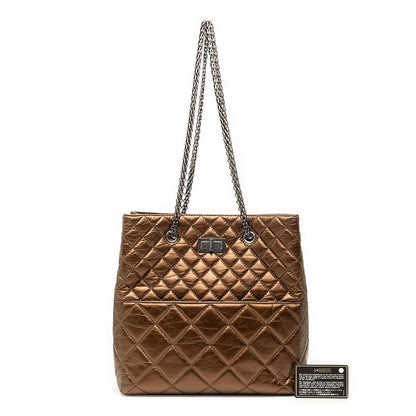CHANEL 2.55 Matelasse Chain Shoulder Bag Bronze Brown Leather Women's CHANEL
