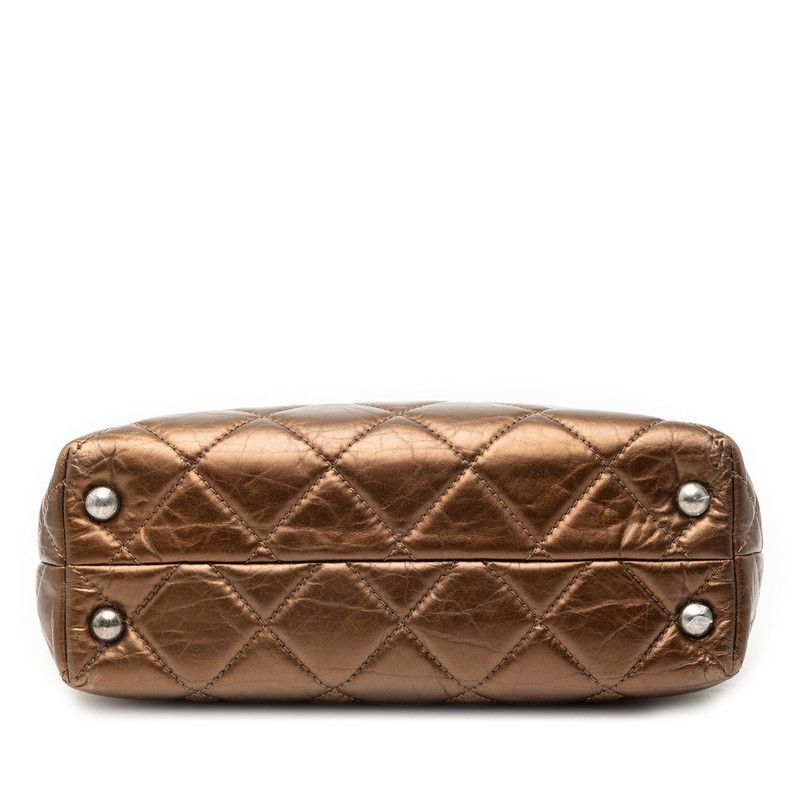CHANEL 2.55 Matelasse Chain Shoulder Bag Bronze Brown Leather Women's CHANEL