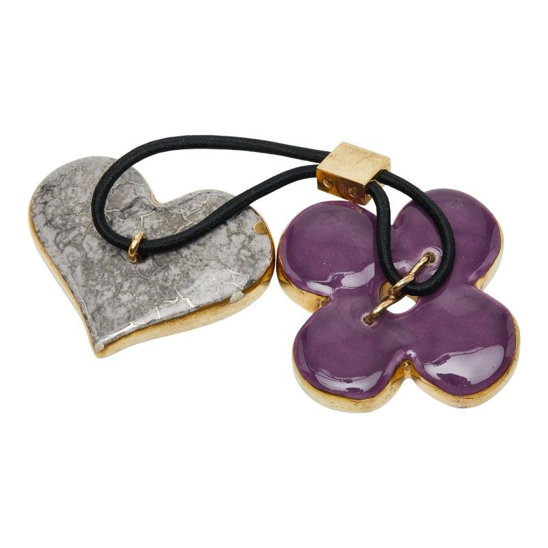 Louis Vuitton Hair Accessory Hair Tie Gold Purple Silver Plated Ladies Louis