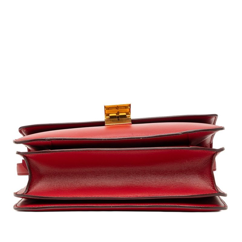 CELINE Classic Box Medium Red Leather Women's CELINE