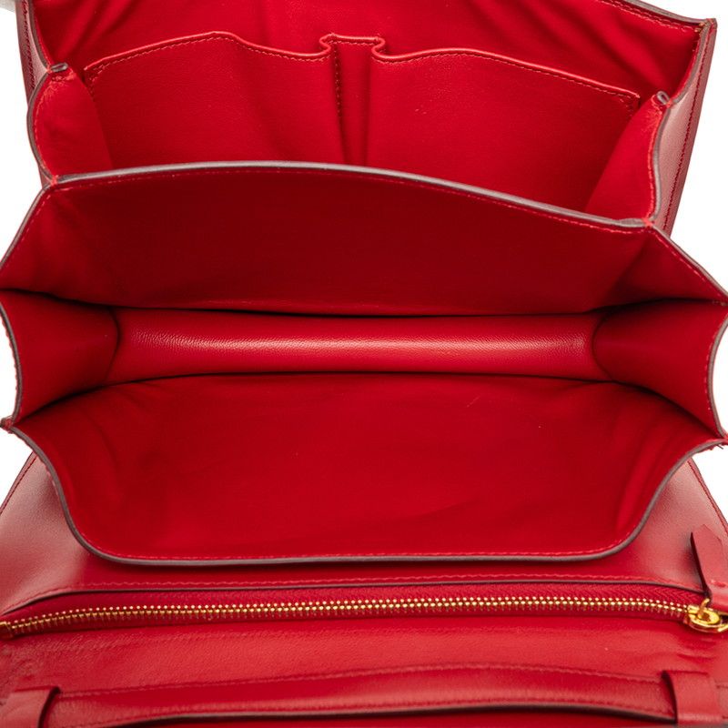 CELINE Classic Box Medium Red Leather Women's CELINE