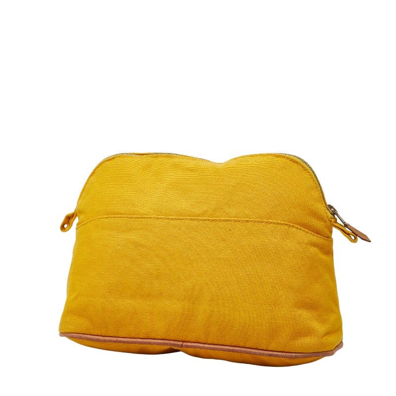 HERMES Bolide Pouch 25 Pouch Accessory Case Yellow Canvas Women's HERMES